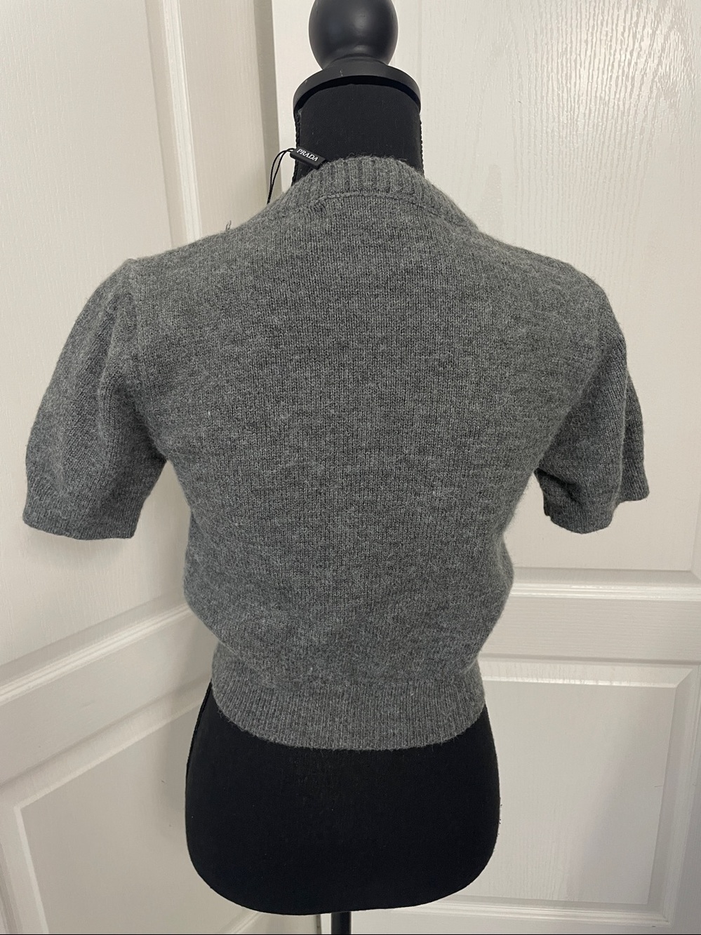 Designer inspired cropped sweater top dark gray wool mix fits XS S - Picture 2 of 5
